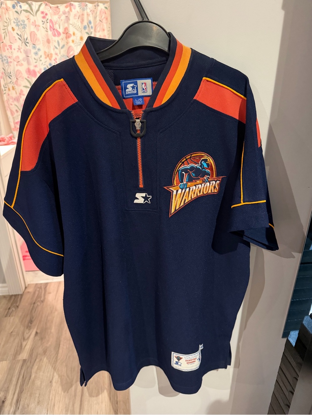 STARTER Navy Warriors Short-Sleeve Pullover with Orange Trim